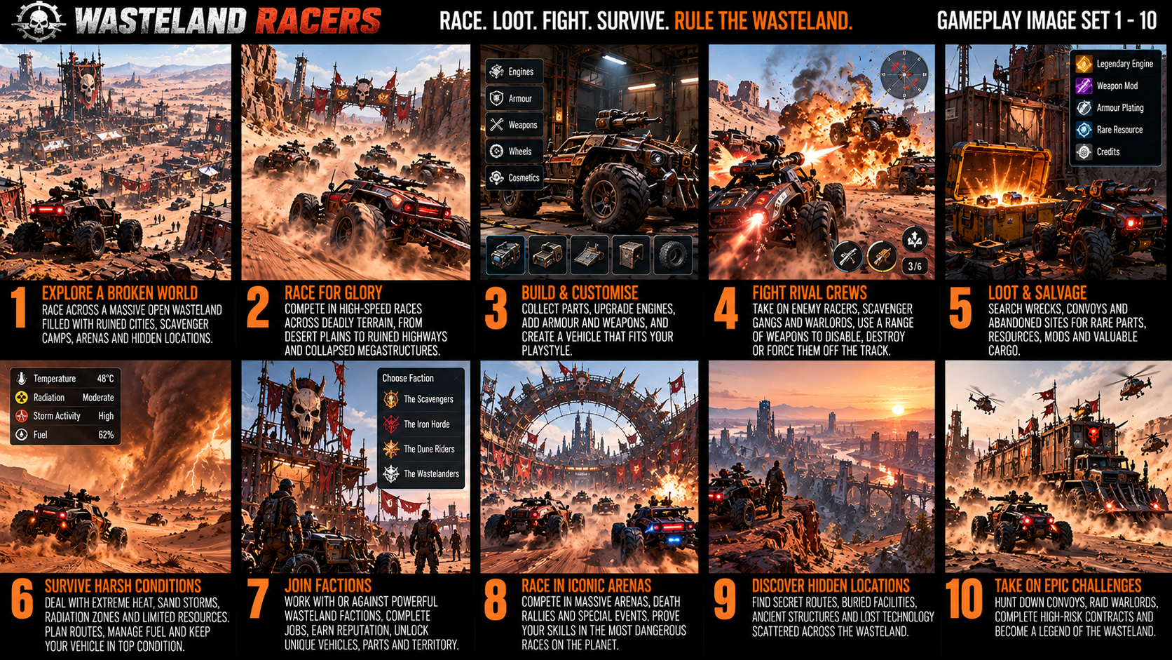 WASTELAND RACERS Gameplay Image Set 1–10